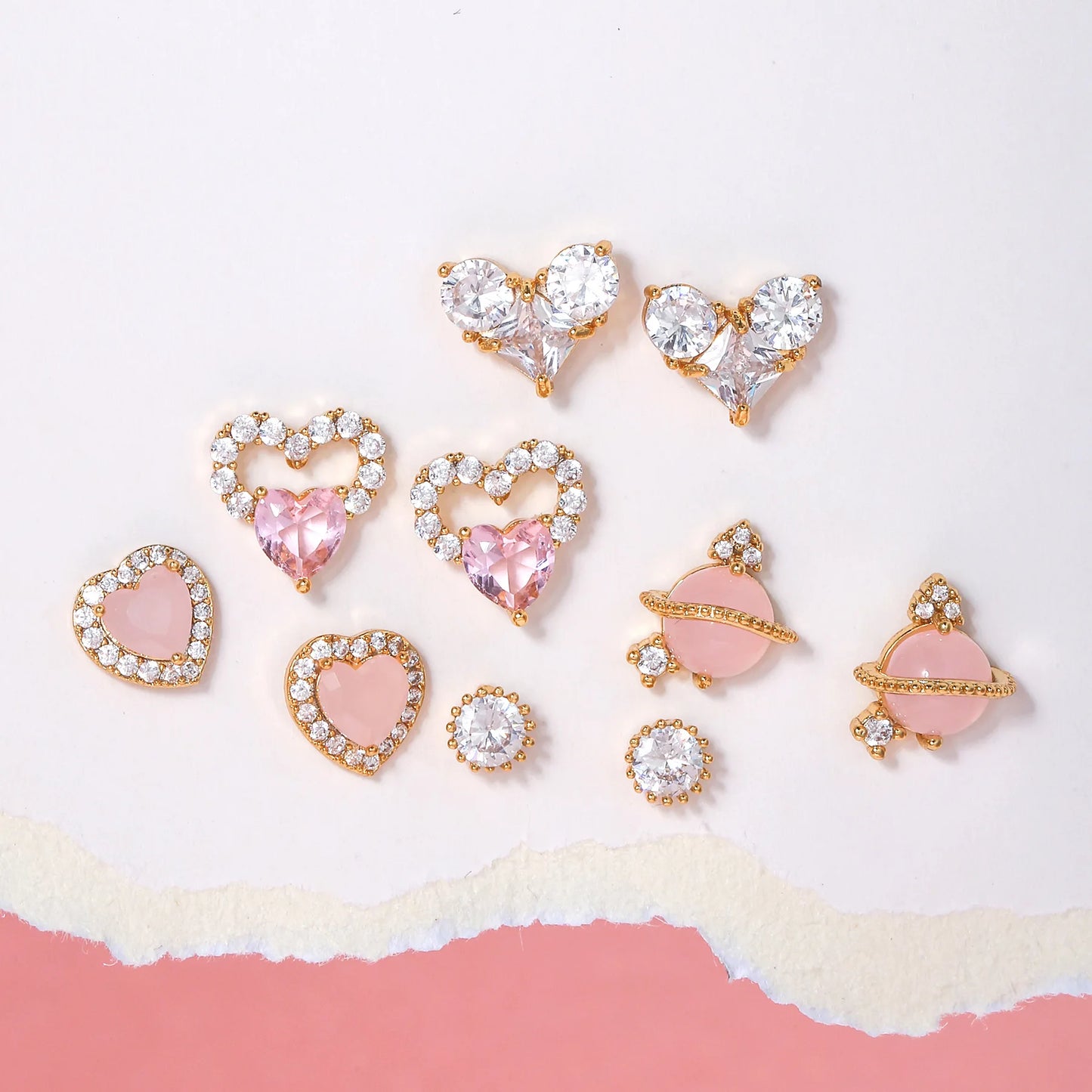 pink/Gold-plated Star Geometric Stud Earrings