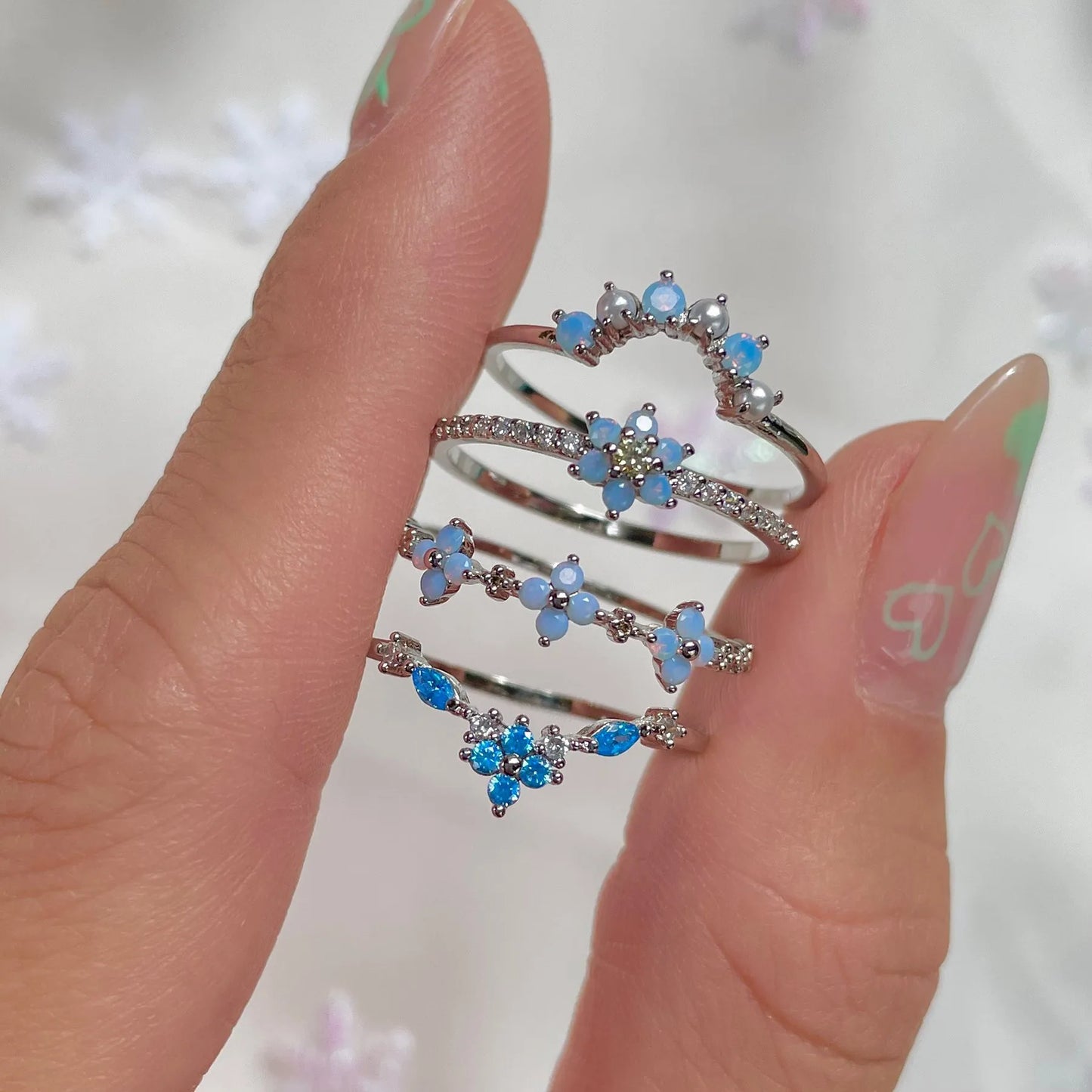 Blue Flower Rings