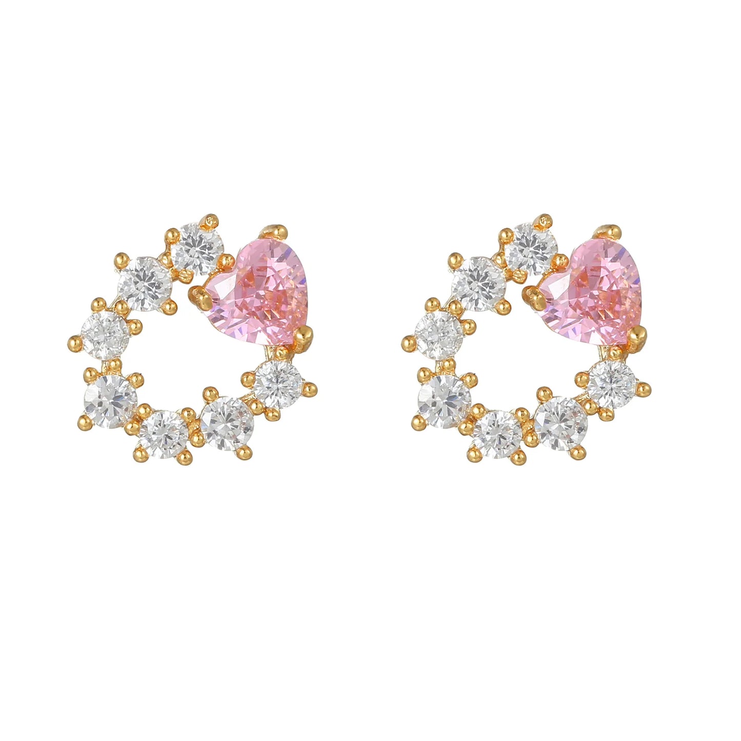 pink/Gold-plated Star Geometric Stud Earrings