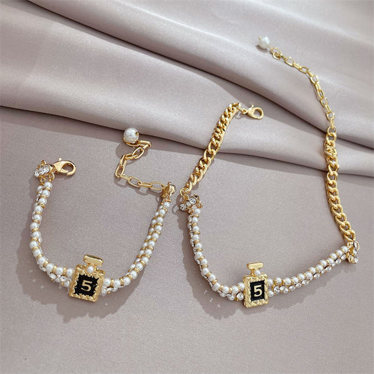 Crystal Pearl Bracelets Necklace Set